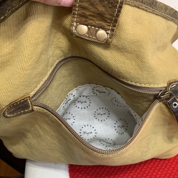 Myra bag cotton and leather conceal carry crossbody purse adjustable strap - Picture 9 of 9